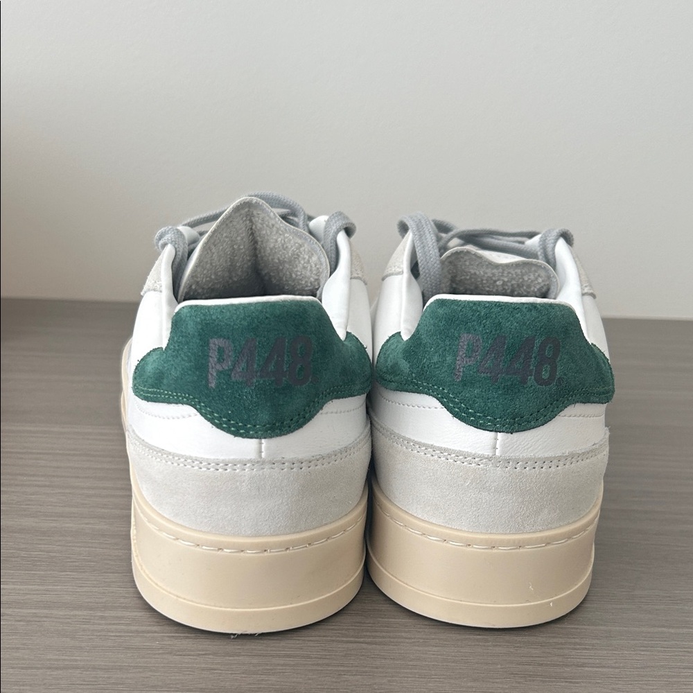 P448 White and Gray Sneakers with Green Accent - Picture 3 of 5
